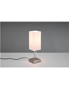 Ole lampada da tavolo acciaio con paralume bianco con interruttore a corda con doppia porta usb ( usb + usb-c ) per ricarica h.