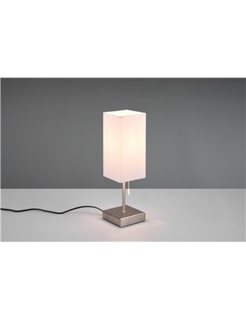 Ole lampada da tavolo acciaio con paralume bianco con interruttore a corda con doppia porta usb ( usb + usb-c ) per ricarica h. 