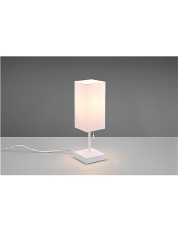 Ole lampada da tavolo bianca con paralume bianco con interruttore a corda con doppia porta usb ( usb + usb-c ) per ricarica h. 3