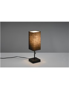 Ole lampada da tavolo nera con paralume nero con interruttore a corda con doppia porta usb ( usb + usb-c ) per ricarica h. 30cm
