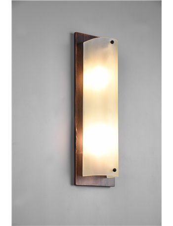 Pali applique legno anticato e vetro bianco h. 45cm x l. 14cm