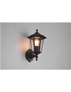 Pienza applique da esterno up 6 lati fusione di alluminio nera e vetro trasparente h. 31cm ip44