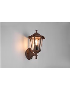 Pienza applique da esterno up 6 lati fusione di alluminio ruggine e vetro trasparente h. 31cm ip44