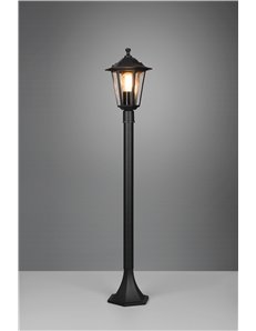 Pienza palo da esterno 6 lati fusione di alluminio nera e vetro trasparente h. 100cm ip44