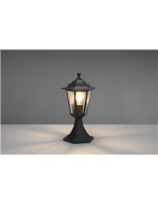 Pienza palo segnaviali da esterno 6 lati fusione di alluminio nera e vetro trasparente h. 36cm ip44