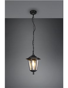 Pienza sospensione da esterno 6 lati fusione di alluminio nera e vetro trasparente h. 83cm ip44