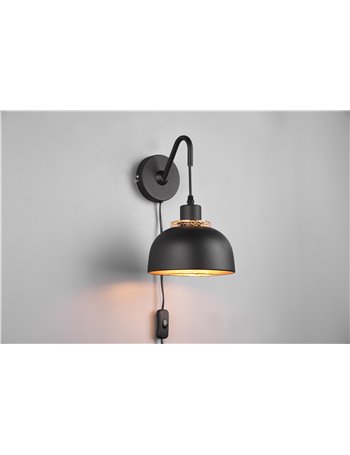Punch applique in metallo nero e oro h. 30cm