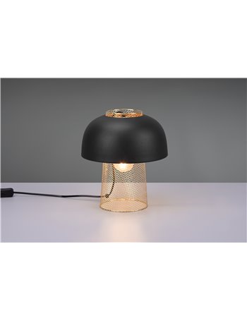 Punch lampada da tavolo in metallo nero e oro h. 28cm