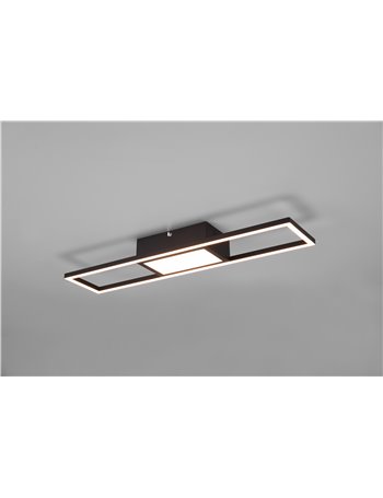 Rigido plafoniera led rettangolare nera con telecomando multifunzione l. 60cm