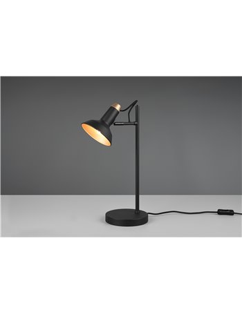 Roxie lampada da tavolo orientabile metallo nero e oro h. 43cm
