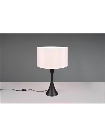 Sabia lampada da tavolo grande metallo nero e paralume bianco h. 62,5cm