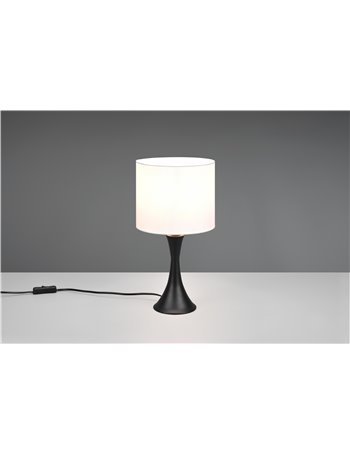 Sabia lampada da tavolo metallo nero e paralume bianco h. 37,2cm