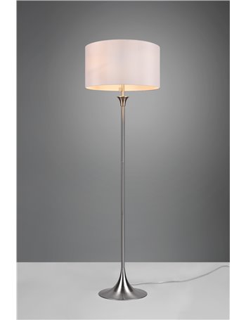 Sabia piantana metallo acciaio e paralume bianco h. 155cm