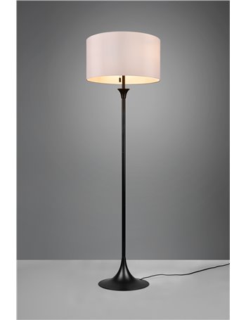 Sabia piantana metallo nero e paralume bianco h. 155cm