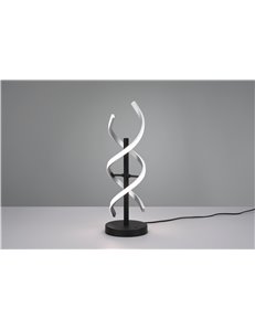 Sequence lampada da tavolo led spirale metallo alluminio e nero con regolazione intensita' e temperatura di colore della luce co
