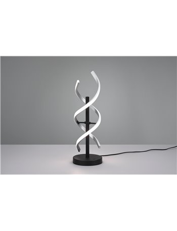 Sequence lampada da tavolo led spirale metallo alluminio e nero con regolazione intensita' e temperatura di colore della luce co