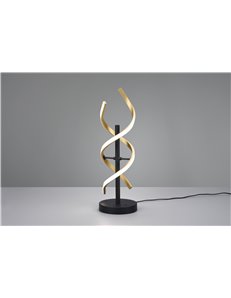 Sequence lampada da tavolo led spirale metallo ottone e nero con regolazione intensita' e temperatura di colore della luce con i