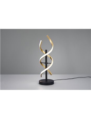 Sequence lampada da tavolo led spirale metallo ottone e nero con regolazione intensita' e temperatura di colore della luce con i