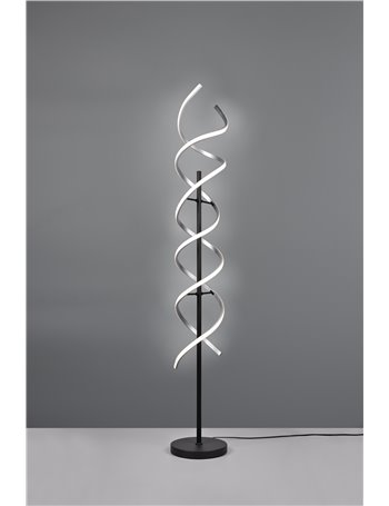 Sequence piantana led spirale metallo alluminio e nero con regolazione intensita' e temperatura di colore della luce con interru