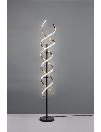 Sequence piantana led spirale metallo ottone e nero con regolazione intensita' e temperatura di colore della luce con interrutto
