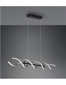 Sequence sospensione led spirale metallo alluminio e nero con regolazione intensita' e temperatura di colore della luce con inte