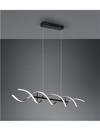 Sequence sospensione led spirale metallo alluminio e nero con regolazione intensita' e temperatura di colore della luce con inte