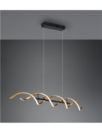 Sequence sospensione led spirale metallo ottone e nero con regolazione intensita' e temperatura di colore della luce con interru