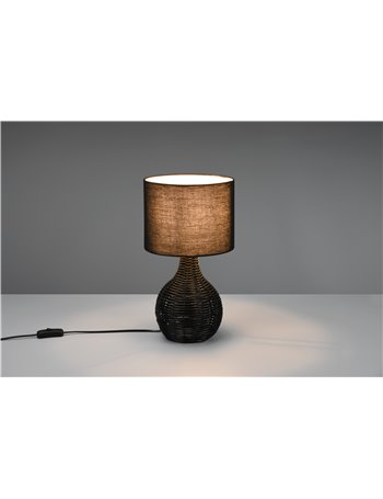 Sprout lampada da tavolo base in sisal e paralume colore nero opaco h. 39,5cm