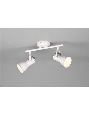 Steam barra 2 spots orentabili metallo bianco anticato l. 30cm