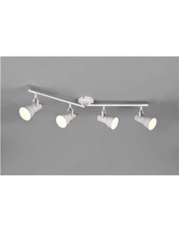 Steam barra 4 spots orentabili metallo bianco anticato l. 77cm