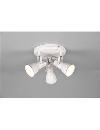 Steam plafoniera 3 spots orentabili metallo bianco anticato d. 28cm