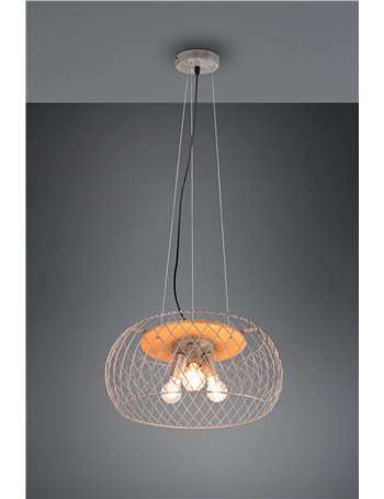 Tamil sospensione metallo acciaio anticato e legno naturale d. 50cm