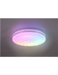 Tiger plafoniera led rotonda con superficie organica ad effetto cielo stellato con telecomando multifunzione d. 38cm