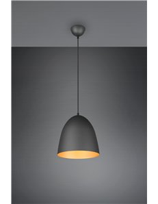 Tilda sospensione metallo cupola nera e oro d.25cm