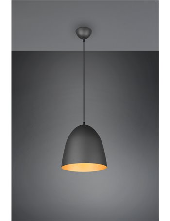 Tilda sospensione metallo cupola nera e oro d.25cm