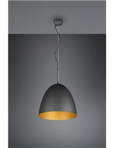 Tilda sospensione metallo cupola nera e oro d.40cm