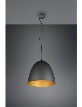Tilda sospensione metallo cupola nera e oro d.40cm