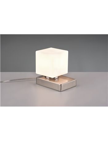 Till ii lampada da tavolo acciaio sfera vetro bianco touch h.14