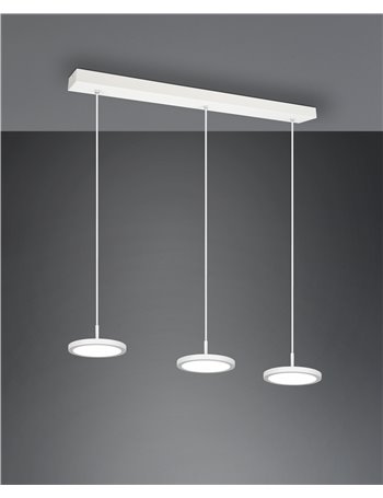 Tray sospensione led dimmerabile 3 diffusori in metallo bianco l. 90cm 