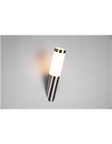 Trioto applique da esterno cilindro acciaio satinato e diffusore opale h. 36,5cm ip44