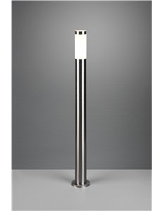 Trioto palo da esterno cilindro acciaio satinato e diffusore opale h. 80cm ip44
