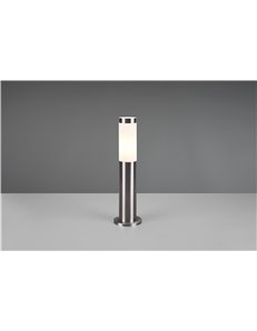 Trioto palo segnaviali da esterno cilindro acciaio satinato e diffusore opale h. 45cm ip44