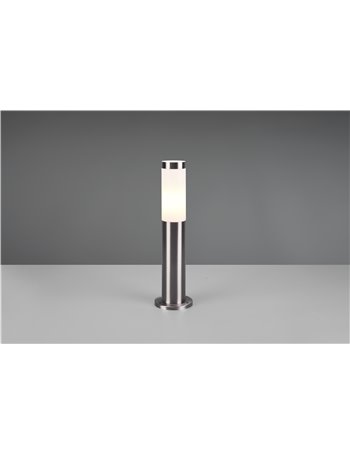Trioto palo segnaviali da esterno cilindro acciaio satinato e diffusore opale h. 45cm ip44