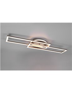 Twister plafoniera led rettangolare acciaio orientabile con base illuminata rotonda con telecomando multifunzione l. 90cm