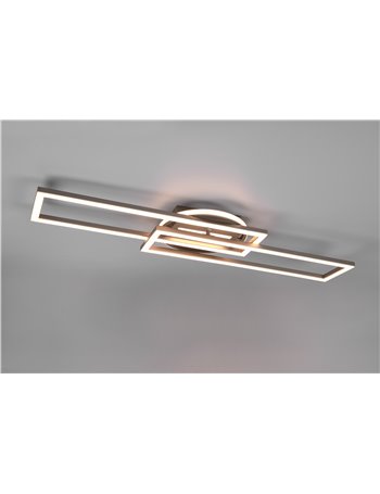 Twister plafoniera led rettangolare acciaio orientabile con base illuminata rotonda con telecomando multifunzione l. 90cm