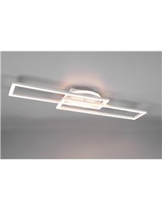 Twister plafoniera led rettangolare bianca orientabile con base illuminata rotonda con telecomando multifunzione l. 90cm