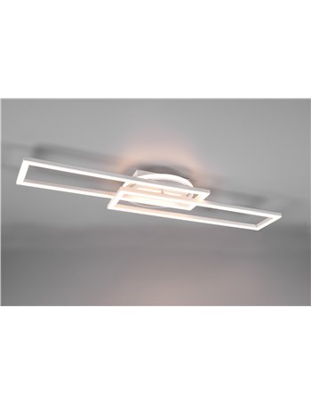 Twister plafoniera led rettangolare bianca orientabile con base illuminata rotonda con telecomando multifunzione l. 90cm