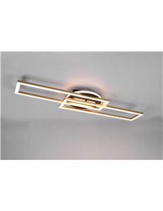 Twister plafoniera led rettangolare nera e oro orientabile con base illuminata rotonda con telecomando multifunzione l. 90cm