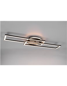 Twister plafoniera led rettangolare nera orientabile con base illuminata rotonda con telecomando multifunzione l. 90cm