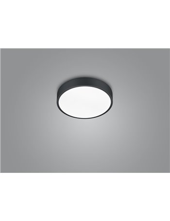 Waco plafoniera led dimmerabile metallo nero con interruttore per variazione temperatura di colore led d. 30cm